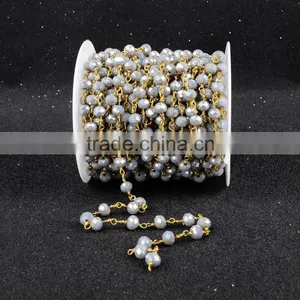 $4/meter by Trade Assurance- Fashion Grey Faceted Crystal Quartz Jade Beaded Stone Chains for Necklace thumbnail-5