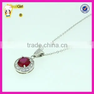 High Quality Women Bridal Silver Plated Red Ruby Zircon Round Necklace thumbnail-1