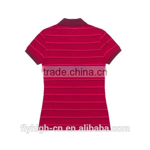 Striped Design Women Polo Neck Embroidered t Shirts thumbnail-6