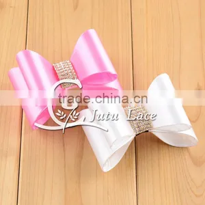 7cm Large Satin Rhinestone Hair Bow, Handmade Baby Garment Collar Accessories thumbnail-4