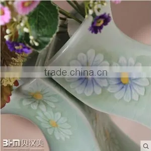 2 Pics a Set Art Couple Crackle Glazed Ceramic Vase With Flower thumbnail-5