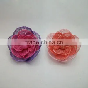 Cheap Small Red Orange Sinamay Brooch Flower thumbnail-1