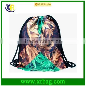 Men's Daypacks Print Yellow Leaves Backpack Travel Sports Hemp Drawstring Bag thumbnail-1