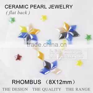 Ceramics Pearl 8*12mm Rhombus Flat Back Ceramic Rhinestone Factory Direct on Sales thumbnail-2