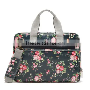 British American Pastoral Style Waterproof Canvas Coated 14-inch Laptop Bag Portable Shoulder Handbags thumbnail-1
