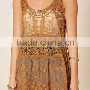 Summer Return To The Ancients Style Embroidered Mesh Tunic Dress For Women thumbnail-6