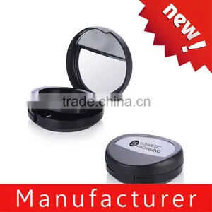 OEM Round Black Empty Foundation Makeup Compact With Mirror thumbnail-1