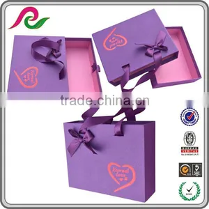 Custom Purple Cardboard Drawer Gift Box With Handle for Gift Packing thumbnail-1