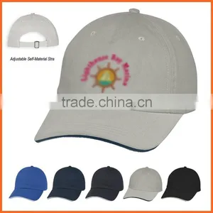Hot Selling Washed Cotton Chino White Sandwich Baseball Cap thumbnail-1
