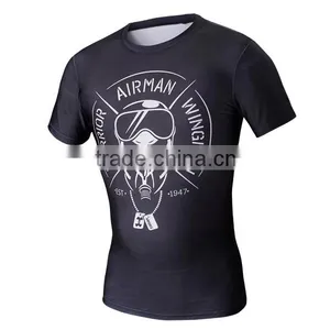 2016 Digital Printing Compression Running Shirt Breathable Quick Dry Polyester Spandex 3d t Shirt thumbnail-2