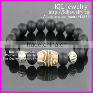 KJL-BD5220 Hot Selling Matte Onyx Agate Round Beads Bracelet White Jade Beads Stretch Bracelet thumbnail-1