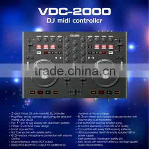 Top Selling Professional DJ Mixer Controller MIDI VDC-2000 With 2 Deck Virtual DJ for Sound System thumbnail-6