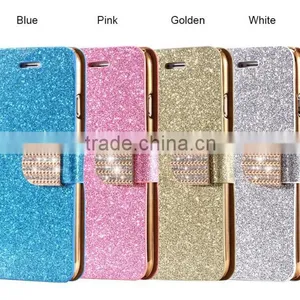 Bling Flip Shiny Diamond Deluxe Wallet Leather Cover Case for Iphone 6 Diamond Bling PU Leather Flip Cover thumbnail-4