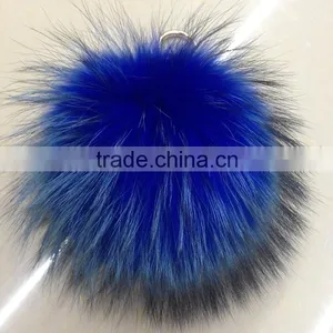 2016/2017 Fluffy 13cm Colorful Raccoon Fur Pom Poms for Beanie Hats/with Keychain thumbnail-1