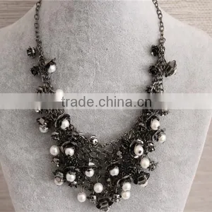 2016 Fashion Jewelry White Pearl Beads Necklace Gold Plated Necklace thumbnail-1