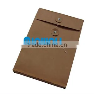 Custom Design Cheap Brown Kraft Paper Document Bag/eyelet Document Paper Bag With Elastic Closure thumbnail-1