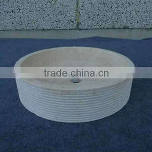 Galala Beige Marble Round Vessel Sink thumbnail-1