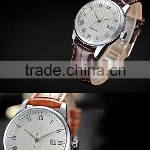 High Quality Men Watches Customized Leather Strap Big Dial Colck Hours Quartz Watches thumbnail-2