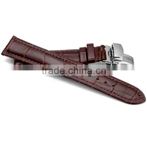Men Waterproof Classic Head Layered Genuine Cow Leather Butterfly Clasp Watch Band 22mm 24mm thumbnail-4