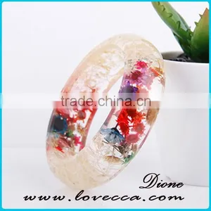 Elegant Jewelry Women Wholesale Glass Stone Bangles With Dried Flower Bracelets thumbnail-5