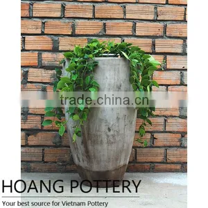Antique Style Terracotta Flower Planter Outdoor Decor - Vietnam Pottery thumbnail-1