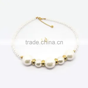 Fashionable Stainless Steel Gold Pearl Jewelry Set for Women thumbnail-1