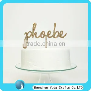 Name Silhouette Cake Topper, Monogram Acrylic Cake Topper thumbnail-1