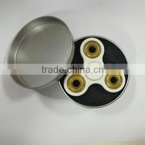 Hybrid Si3n4 Ceramic Bearing Hand Spinner Fidget Toy White Color ABS Mold PLASTIC Holder With Gold Bearing 608zz thumbnail-1