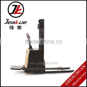 CE ISO Approved 1.2T-1.5T Stand Drive Full Electric Stacker Jeakue thumbnail-1