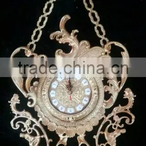 Excellent Silver Plated Copper Wall Clock, Decorative Wall Hanging Pendulum Clock thumbnail-6