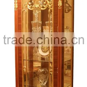 Hand Carving Wooden Display Cabinet,Luxury Decorative 4-Door Wine Cabinet, Antique Gold Painting Storage Cabinet For Living Room thumbnail-3