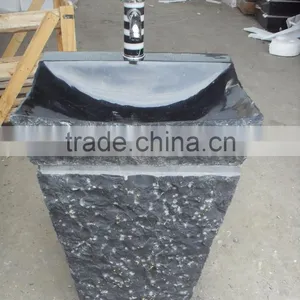 Nero Marquina Marble Pedestal Sink Free Standing Sink thumbnail-3