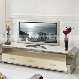 Fashion and Modern Design for Home Furniture Design Stainless Steel+marble Top+MDF Covered With Crocodile LeatherTV Stand E362 thumbnail-1