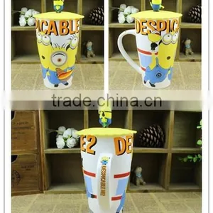 Cup With Lid, Super Mario Cartoon Ceramic Mug With Silicone Lid/office Coffee Cup thumbnail-1