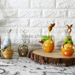 Resin Bunny Sitting on Egg Figurine Easter Decoration thumbnail-1