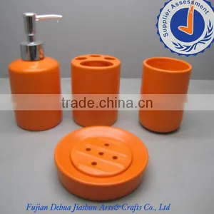 4 Pieces Orange Ceramic Bathroom Ensemble thumbnail-1