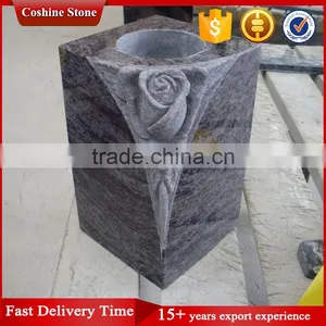 Cheap Small Flower Granite Vase With Rose Carving thumbnail-1