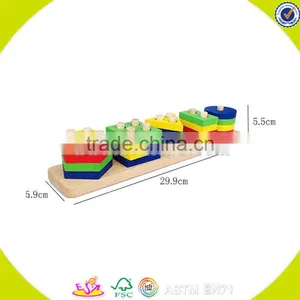 Wholesale Cheap Kids Wooden Stacking Sort Blocks Preschool Shape Sort Blocks Children Wooden Stacking Classic Game W13D112 thumbnail-5