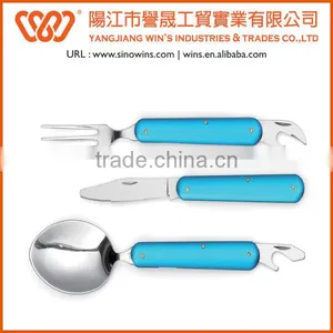 A21-S005-2S Stainless Steel Foldable Travel Cutlery Set With Plastic Handle Chips thumbnail-3