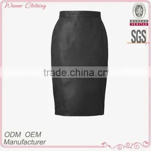 Fasshion Vintage Long Skirts With Back Slit Ladies Leather Skirt thumbnail-1