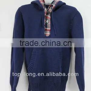 100% Cotton Pullover Children Sweater With Hood thumbnail-1
