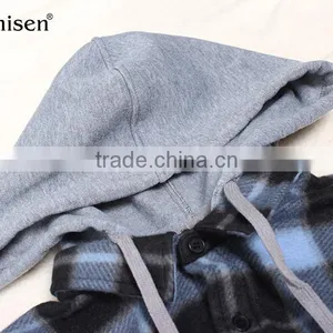 Chinese Supplier Custom Design Men Fleece Plaids Jacket With Hood thumbnail-3
