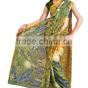 Digital Flower Printed Designer Styles Saree in Georgette Fabric thumbnail-2