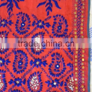 Multicolor PHULKARI GEORGETTE DUPATTA SHAWL, Sequin Hand Embroidery Dupatta thumbnail-5