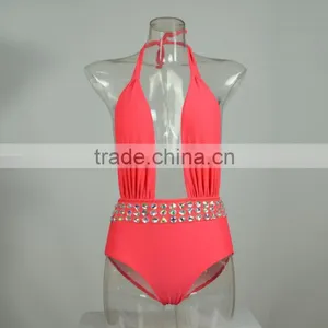 M881 Runwaylover2016 Ladies Sexy Diamond One Piece Bikini Swimwear thumbnail-3