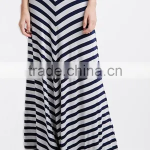 2015 Fold-over Waist Stripe Print Skirts Fashion Long Maxi Skirt thumbnail-6