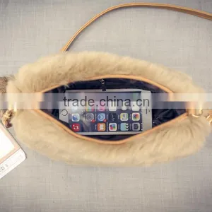 2016 New Fashion Women Handbag Brand Designer Hand Bag Faux Rabbit Fur Bags thumbnail-6
