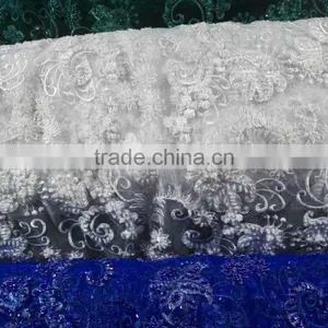 2016 Latest Bridal Lace Beaded Embroidery Lace B3207 thumbnail-1