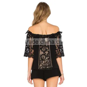 Ladies Off Shoulder Lace Fancy Stylish Top thumbnail-3