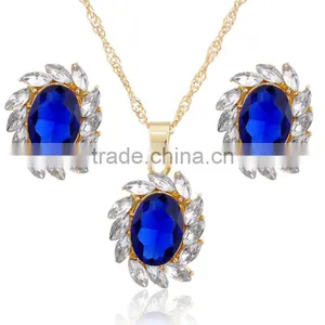 New Wedding Women Fashion Rhinestone Necklace Crystal Earrings Charm Jewelry Set thumbnail-1